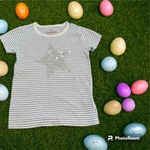 Girls Crewcuts Blue Stripes XS and Gap Kids Linen White blouse 5T